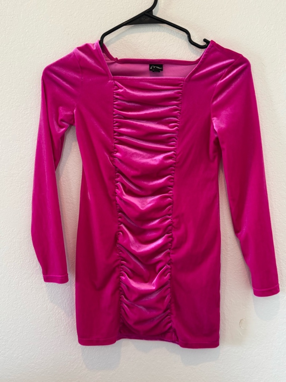 art class Ruched Front Hot Pink Velvet Mini Dress